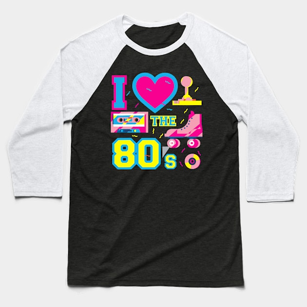 Retro 80's Party Girl Funny Cute Vintage Party Costume Women Baseball T-Shirt by Tater's 